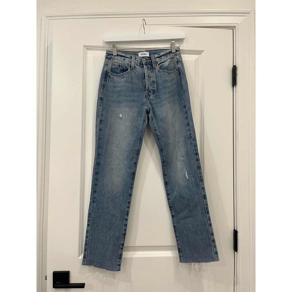 Pistola | Charlie High Rise Straight Jeans Button Fly Denim Light Wash Size 24